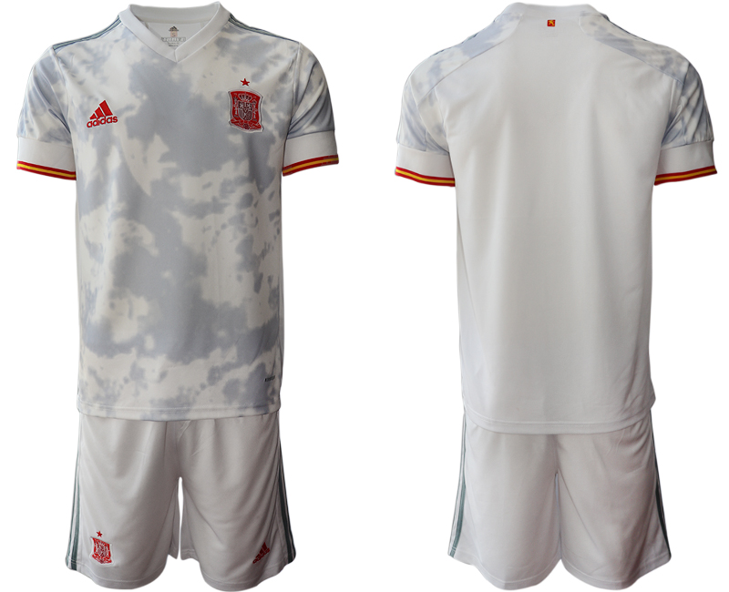 Men 2021 European Cup Spain away white Soccer Jersey->spain jersey->Soccer Country Jersey